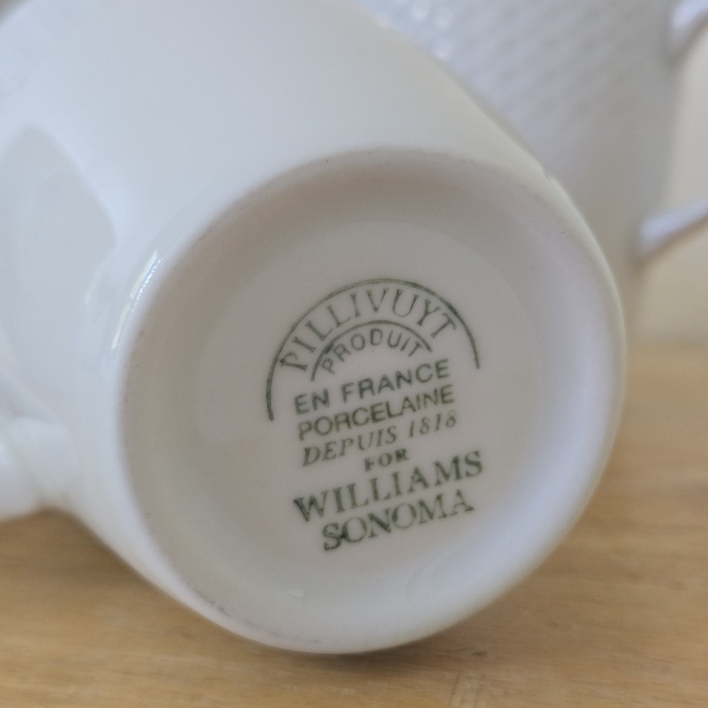 Williams Sonoma Pillivuyt Perle White Porcelain 4 Cups & 4 Saucers Small Plates - Picture 8 of 16